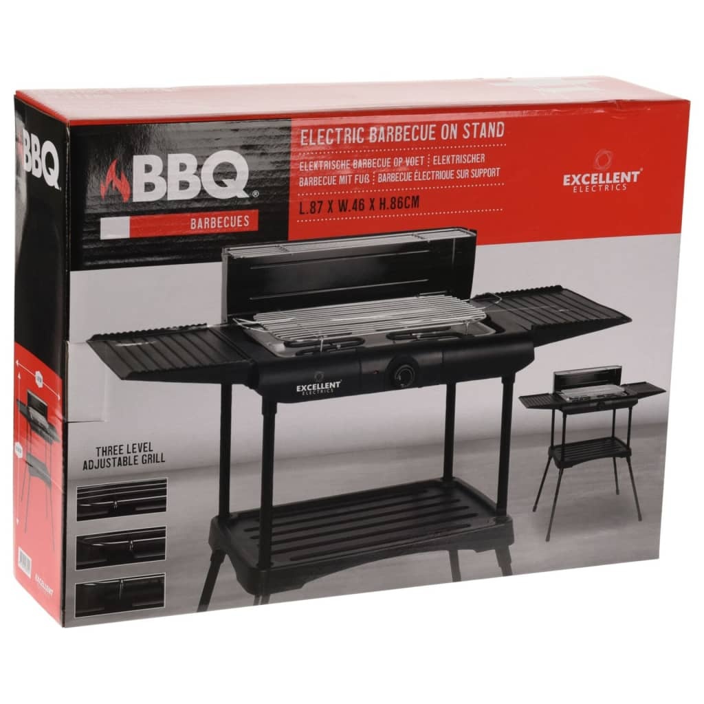 vidaXL Barbecue elektrisch op standaard 2000 W zwart