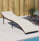 vidaXL Ligbed met kussen 55x199x50 cm poly rattan bruin