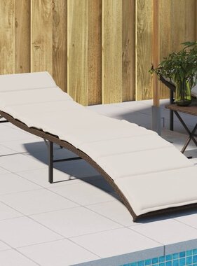 vidaXL Ligbed met kussen 55x199x50 cm poly rattan bruin