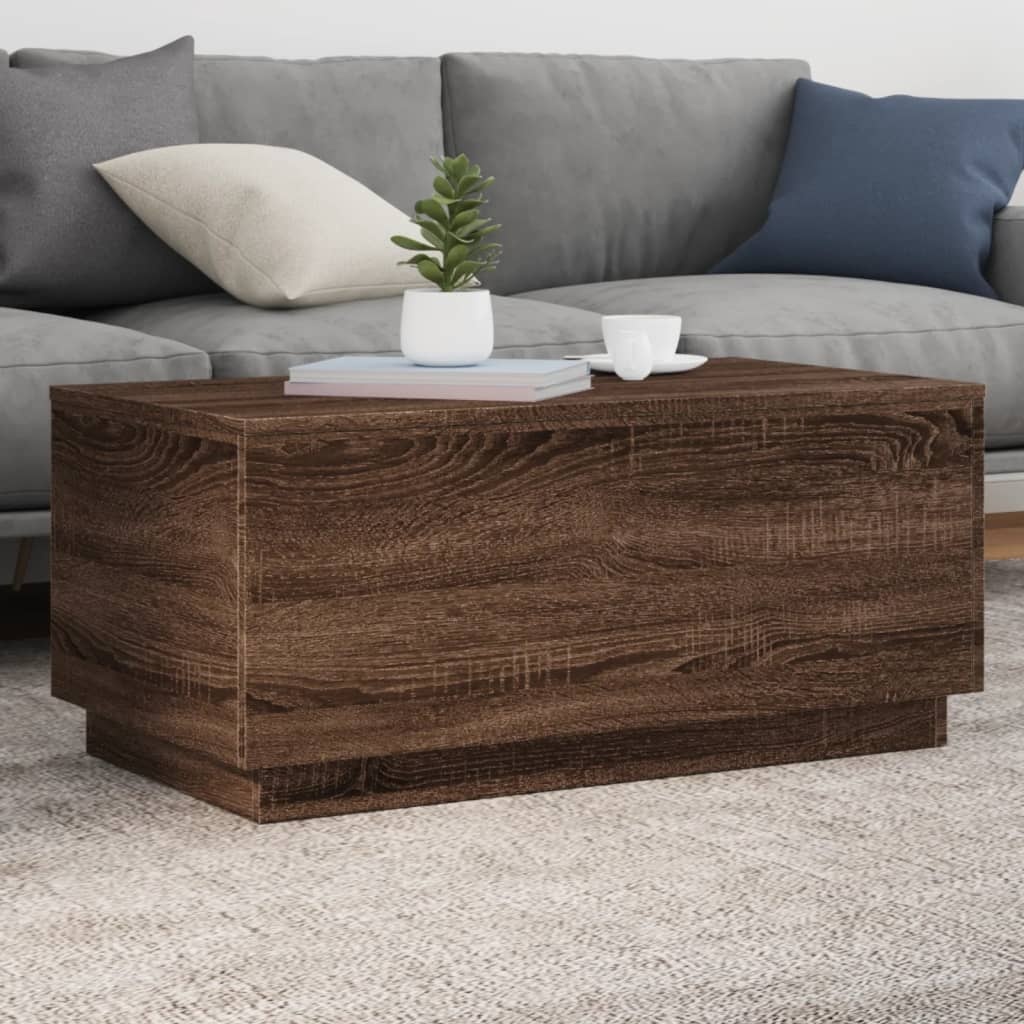 VidaXL Salontafel met LED-verlichting 90x50x40 cm bruineikenkleurig