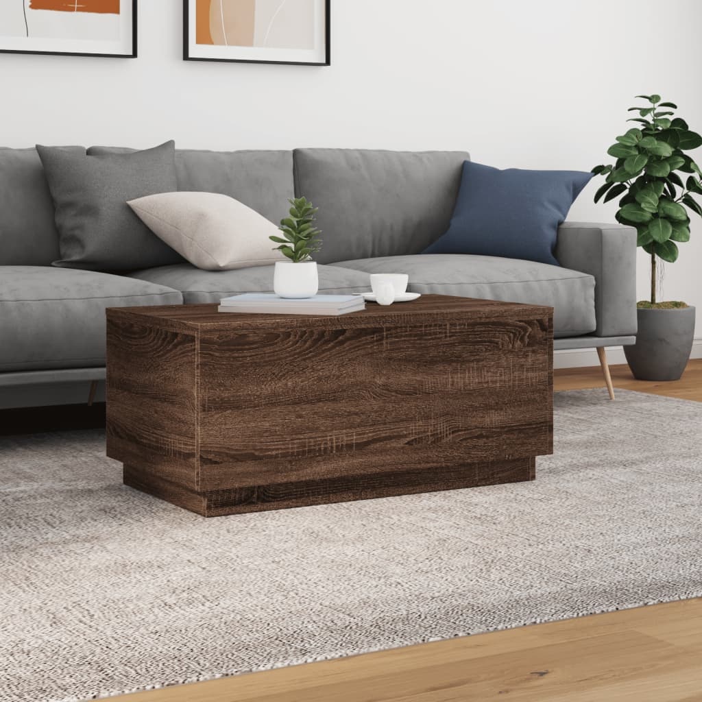VidaXL Salontafel met LED-verlichting 90x50x40 cm bruineikenkleurig