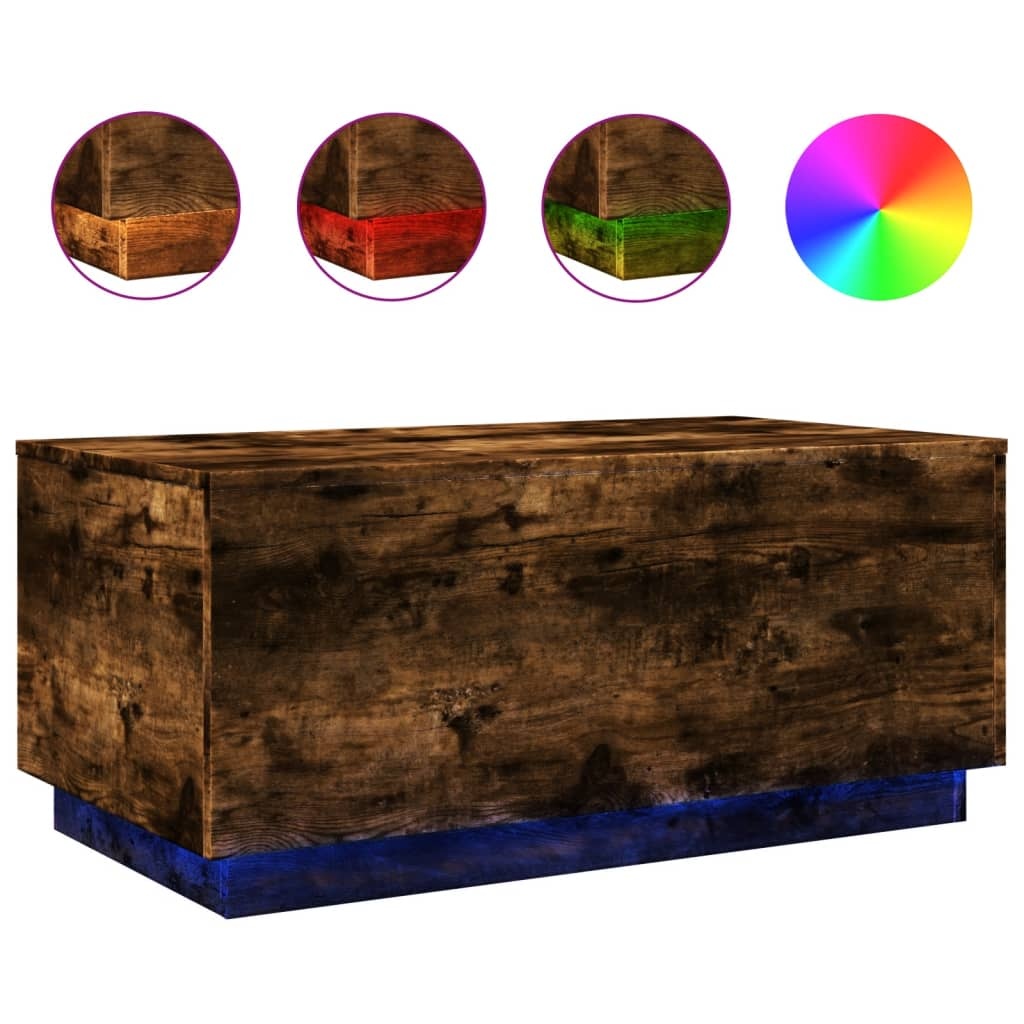 VidaXL Salontafel met LED-verlichting 90x50x40 cm gerookt eikenkleurig