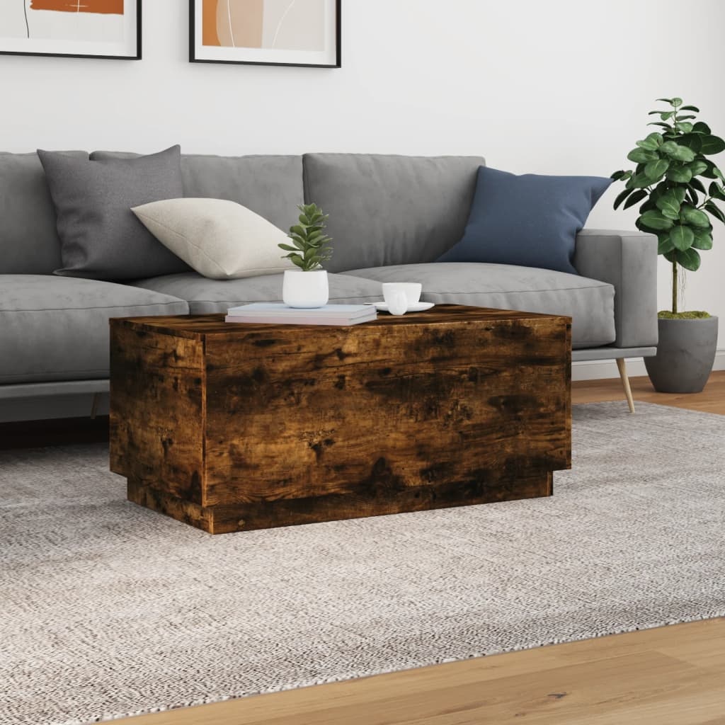 VidaXL Salontafel met LED-verlichting 90x50x40 cm gerookt eikenkleurig