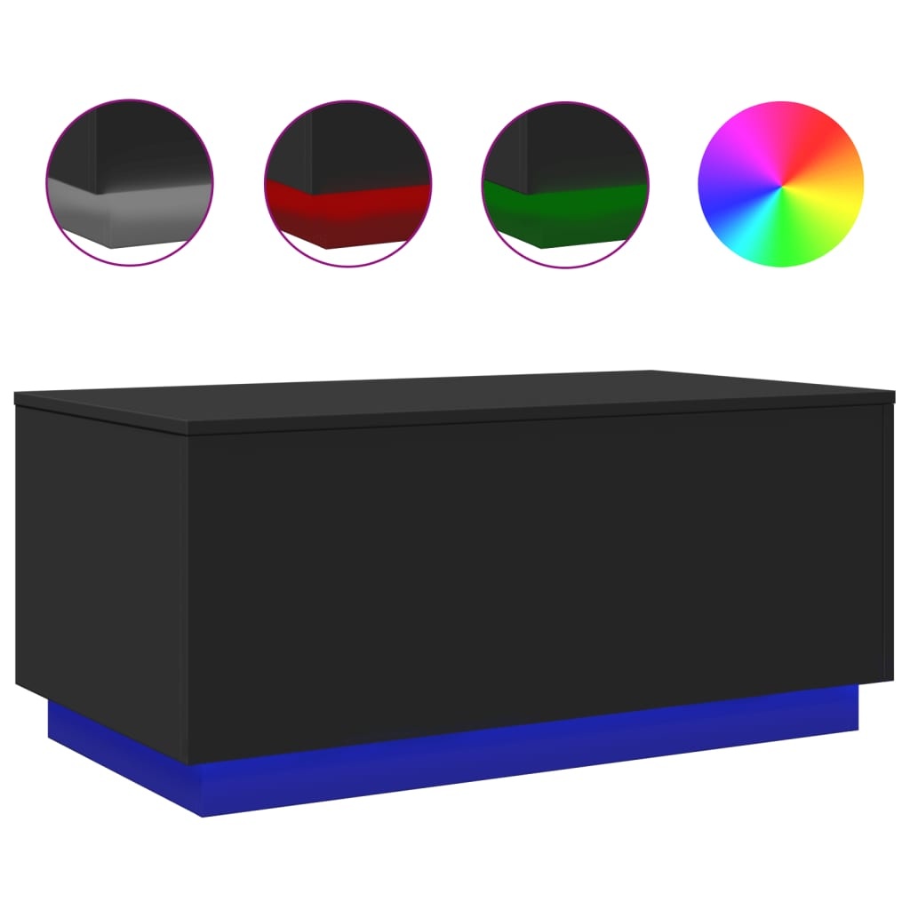 VidaXL Salontafel met LED-verlichting 90x50x40 cm zwart