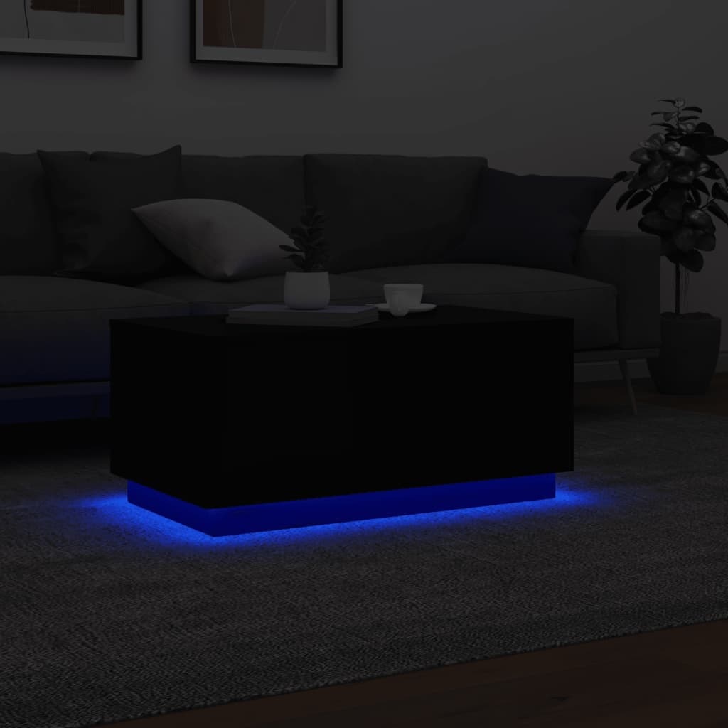 vidaXL Salontafel met LED-verlichting 90x50x40 cm zwart