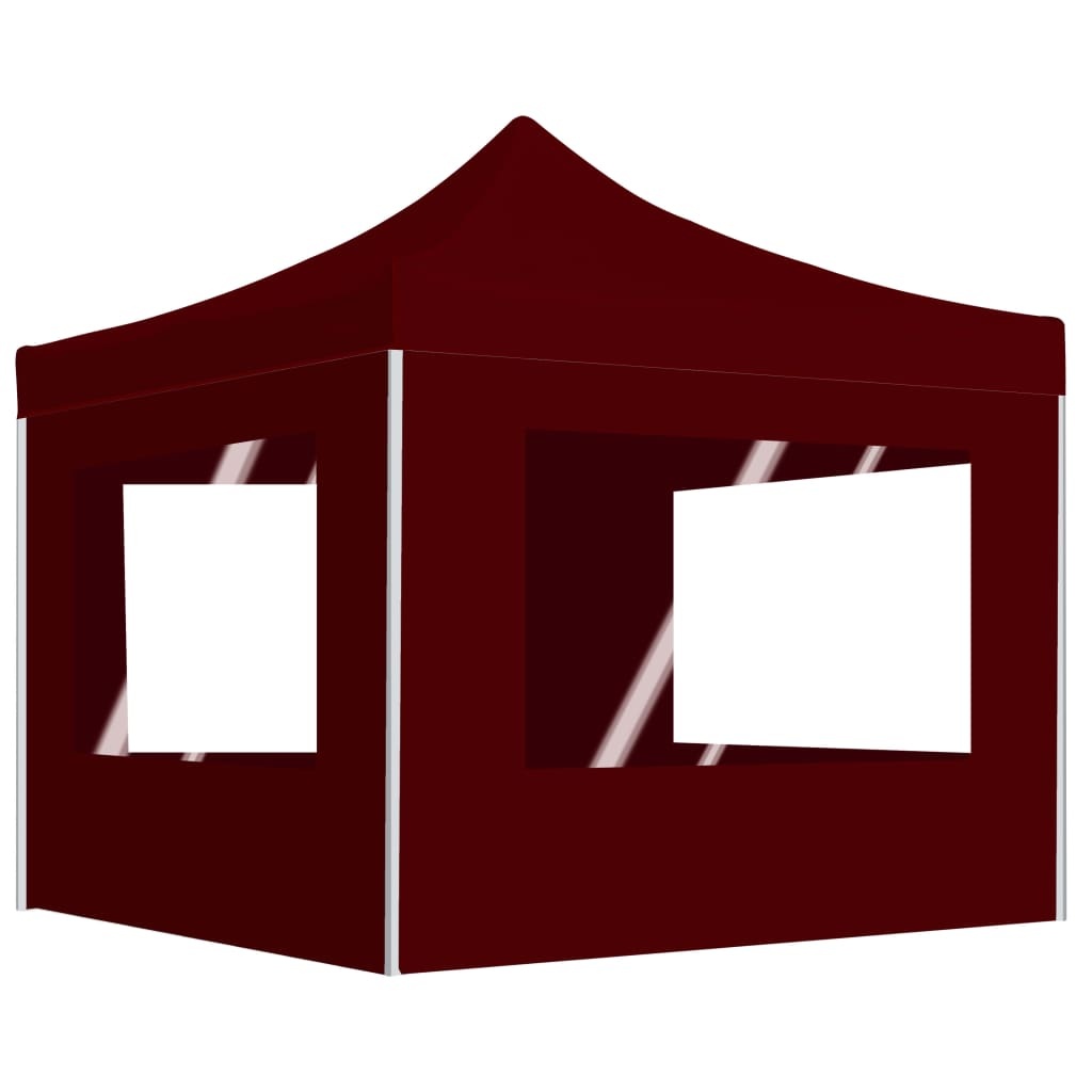 vidaXL Partytent inklapbaar met wanden 2x2 m aluminium bordeauxrood