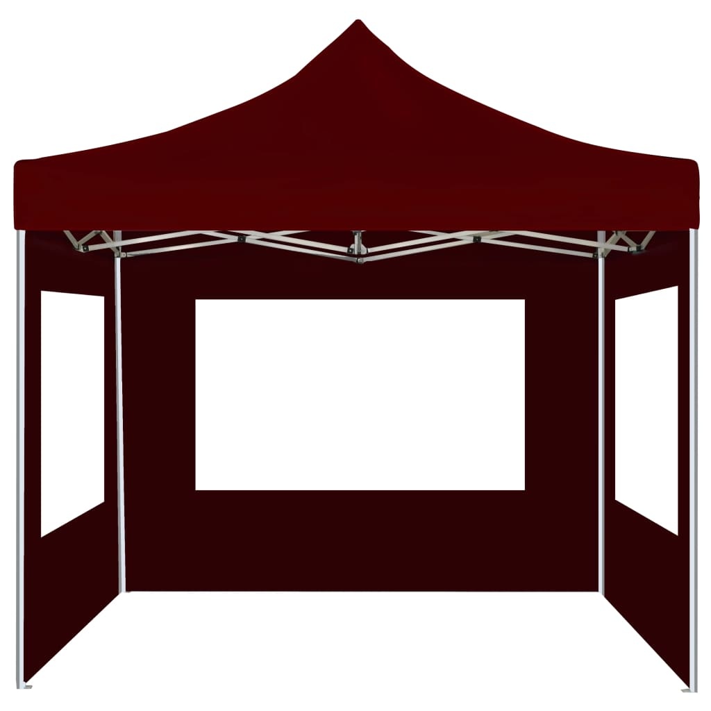 vidaXL Partytent inklapbaar met wanden 2x2 m aluminium bordeauxrood