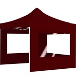 vidaXL Partytent inklapbaar met wanden 2x2 m aluminium bordeauxrood