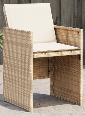 vidaXL Tuinstoelen 4 st met kussens poly rattan beige