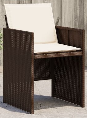 vidaXL Tuinstoelen 4 st met kussens poly rattan bruin