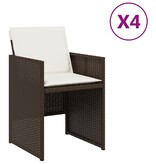 vidaXL Tuinstoelen 4 st met kussens poly rattan bruin