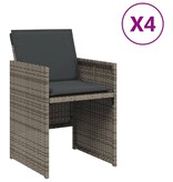 vidaXL Tuinstoelen 4 st met kussens poly rattan grijs