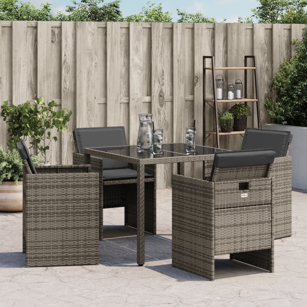 vidaXL Tuinstoelen 4 st met kussens poly rattan grijs