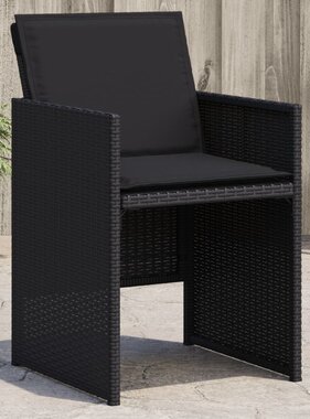 vidaXL Tuinstoelen 4 st met kussens poly rattan zwart