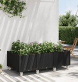 vidaXL Plantenbak met wielen 150x80x54 cm polypropeen zwart