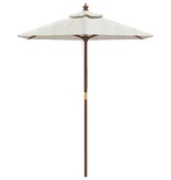 vidaXL Parasol met houten paal 196x231 cm zandkleurig