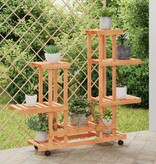 vidaXL Plantenstandaard met wielen 95x25x101 cm massief vurenhout