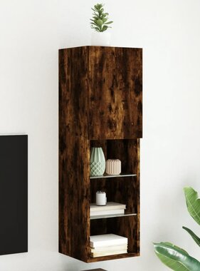 VidaXL Tv-meubel LED-verlichting 30,5x30x102 cm gerookt eikenkleurig