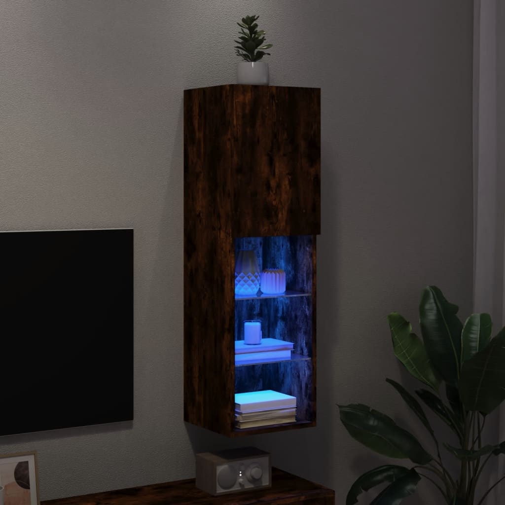 vidaXL Tv-meubel LED-verlichting 30,5x30x102 cm gerookt eikenkleurig