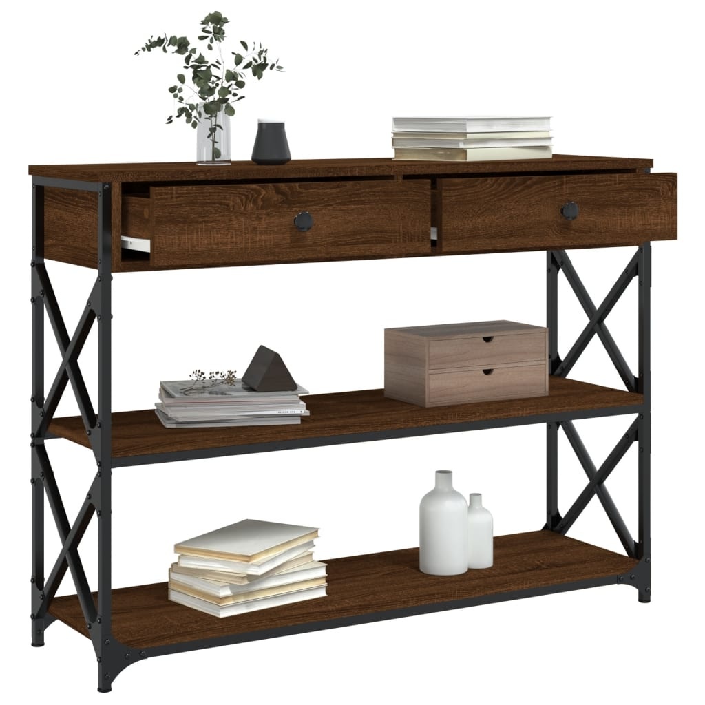 VidaXL Wandtafel 100x28x75 cm bewerkt hout bruin eikenkleur