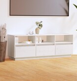 vidaXL Tv-meubel 140x37x50 cm massief grenenhout wit