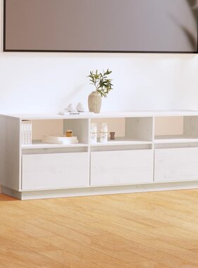 vidaXL Tv-meubel 140x37x50 cm massief grenenhout wit