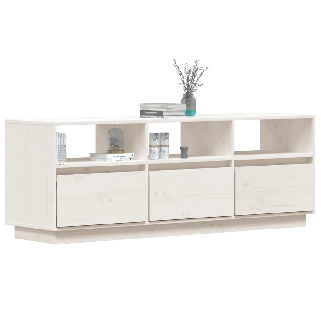 VidaXL Tv-meubel 140x37x50 cm massief grenenhout wit
