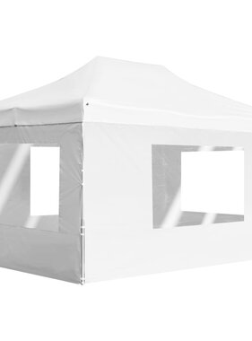 vidaXL Partytent inklapbaar met wanden 4,5x3 m aluminium wit