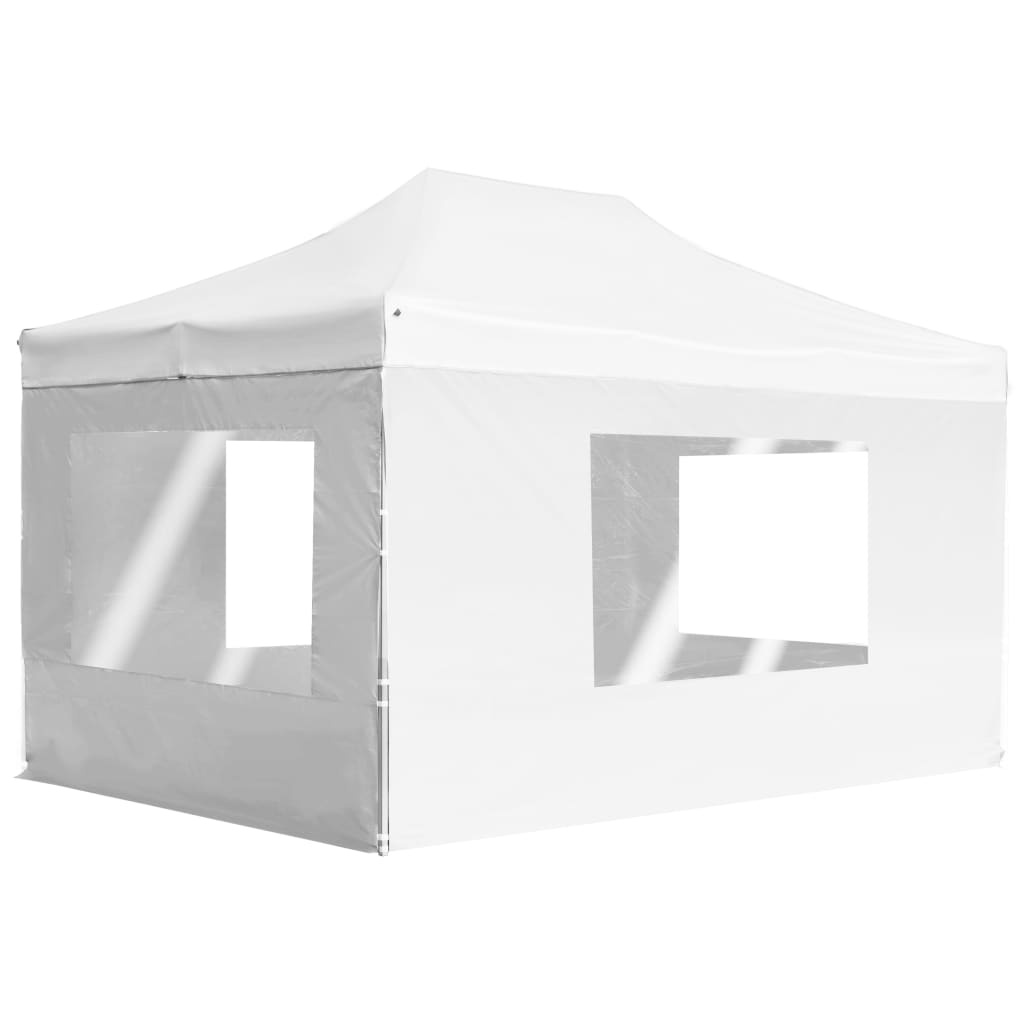 vidaXL Partytent inklapbaar met wanden 4,5x3 m aluminium wit