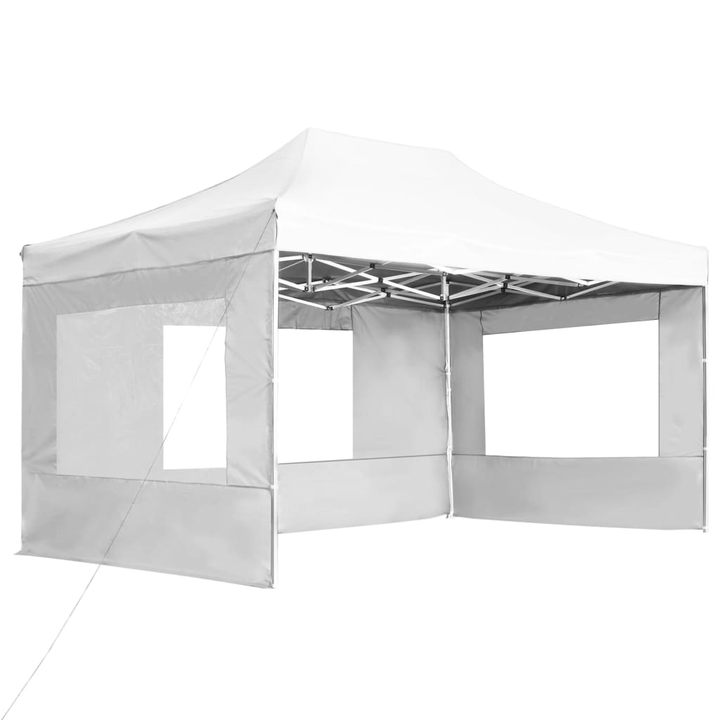 vidaXL Partytent inklapbaar met wanden 4,5x3 m aluminium wit