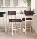 vidaXL Barstoelen 2 st massief rubberhout en kunstleer