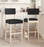 vidaXL Barstoelen 2 st massief rubberhout en kunstleer