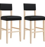 vidaXL Barstoelen 2 st massief rubberhout en kunstleer