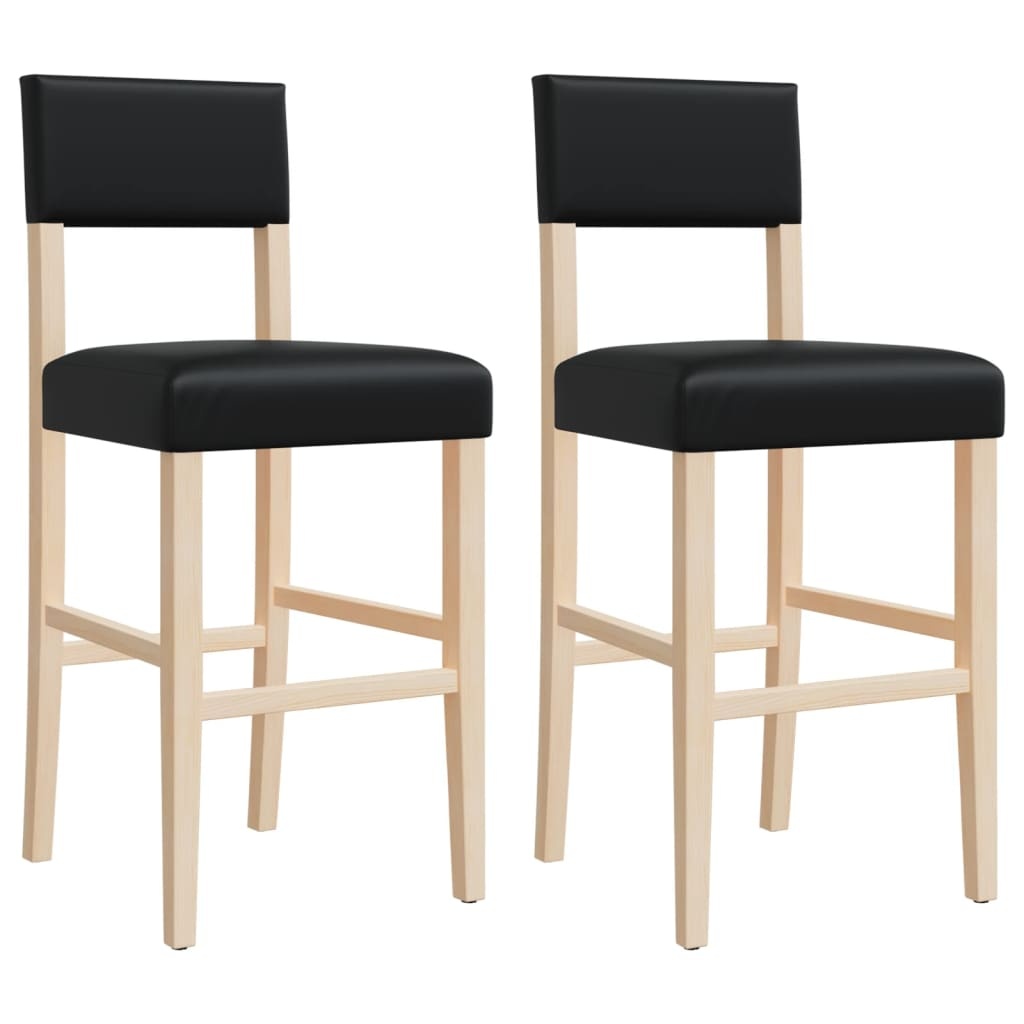 vidaXL Barstoelen 2 st massief rubberhout en kunstleer