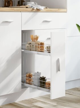 vidaXL Draadmand keuken uittrekbaar 2-laags 47x15x54,5cm zilverkleurig