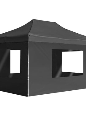 Partytent inklapbaar met wanden 4,5x3 m aluminium antraciet