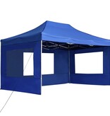 Partytent inklapbaar met wanden 4,5x3 m aluminium blauw