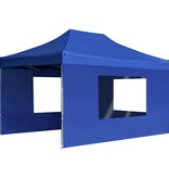 Partytent inklapbaar met wanden 4,5x3 m aluminium blauw