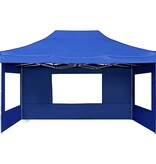 Partytent inklapbaar met wanden 4,5x3 m aluminium blauw