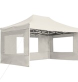 Partytent inklapbaar met wanden 4,5x3 m aluminium crème