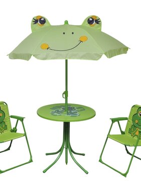 vidaXL 3-delige Bistroset voor kinderen met parasol groen