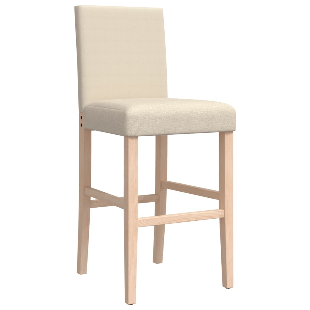 vidaXL Barstoelen 2 st massief rubberhout en stof