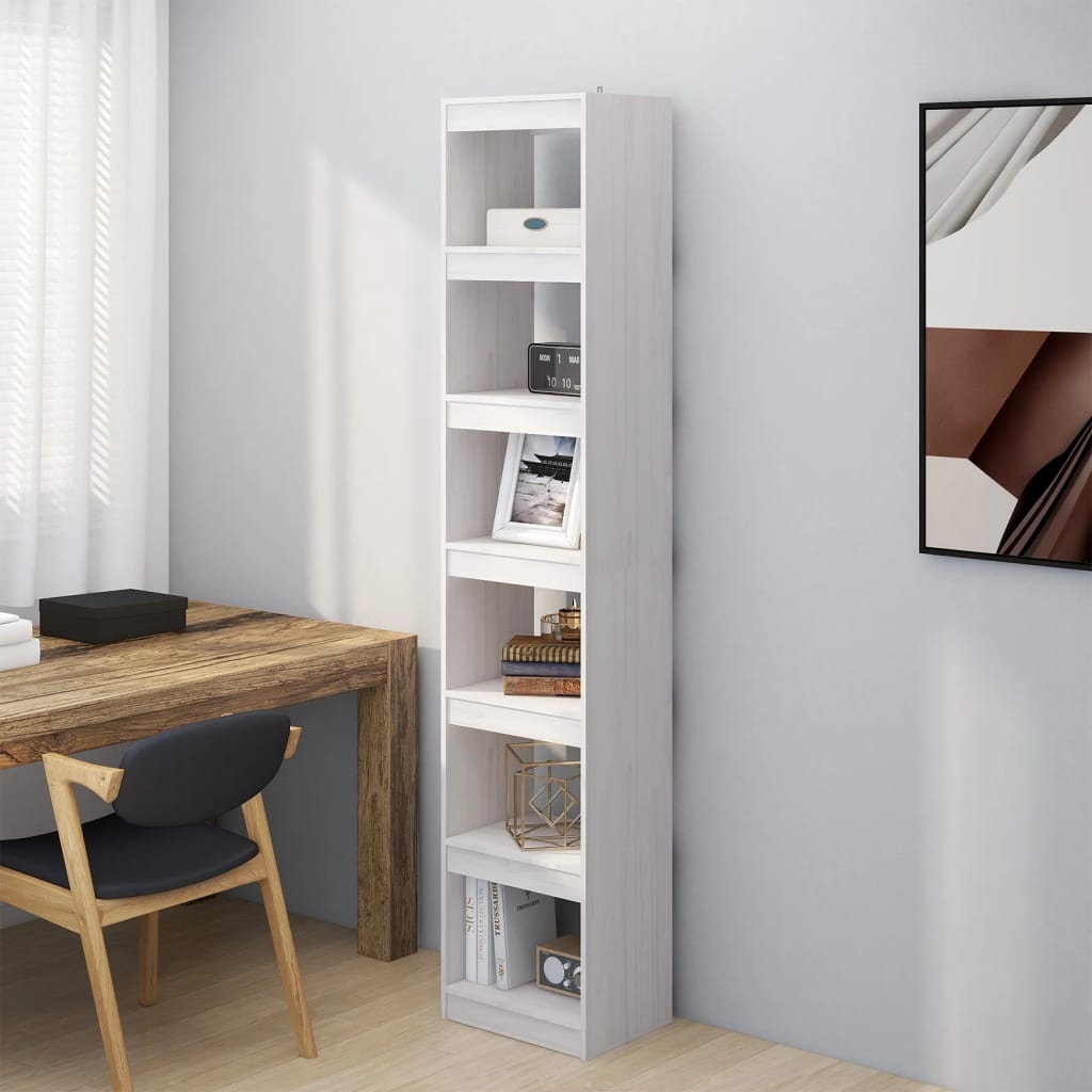 VidaXL Boekenkast/kamerscherm 40x30x199 cm massief grenenhout wit