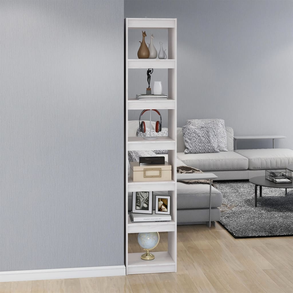 VidaXL Boekenkast/kamerscherm 40x30x199 cm massief grenenhout wit