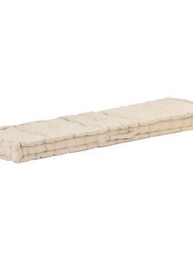 vidaXL Palletvloerkussen 120x40x7 cm katoen beige