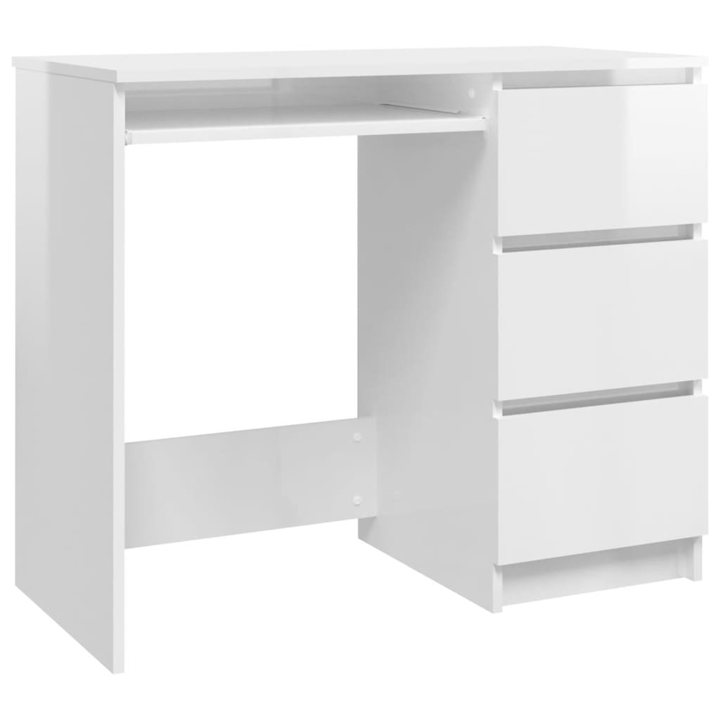 vidaXL Bureau 90x45x76 cm spaanplaat hoogglans wit