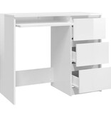 vidaXL Bureau 90x45x76 cm spaanplaat hoogglans wit