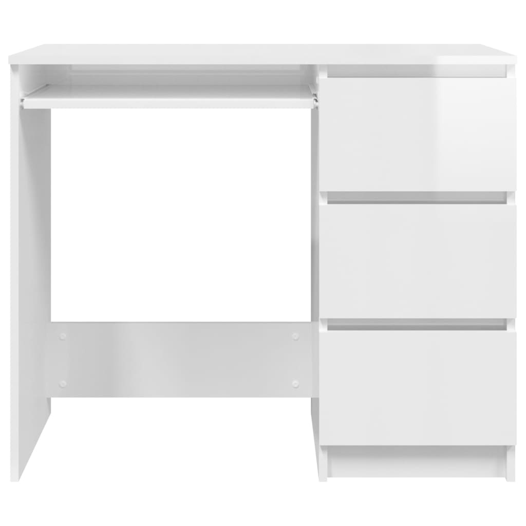 vidaXL Bureau 90x45x76 cm spaanplaat hoogglans wit