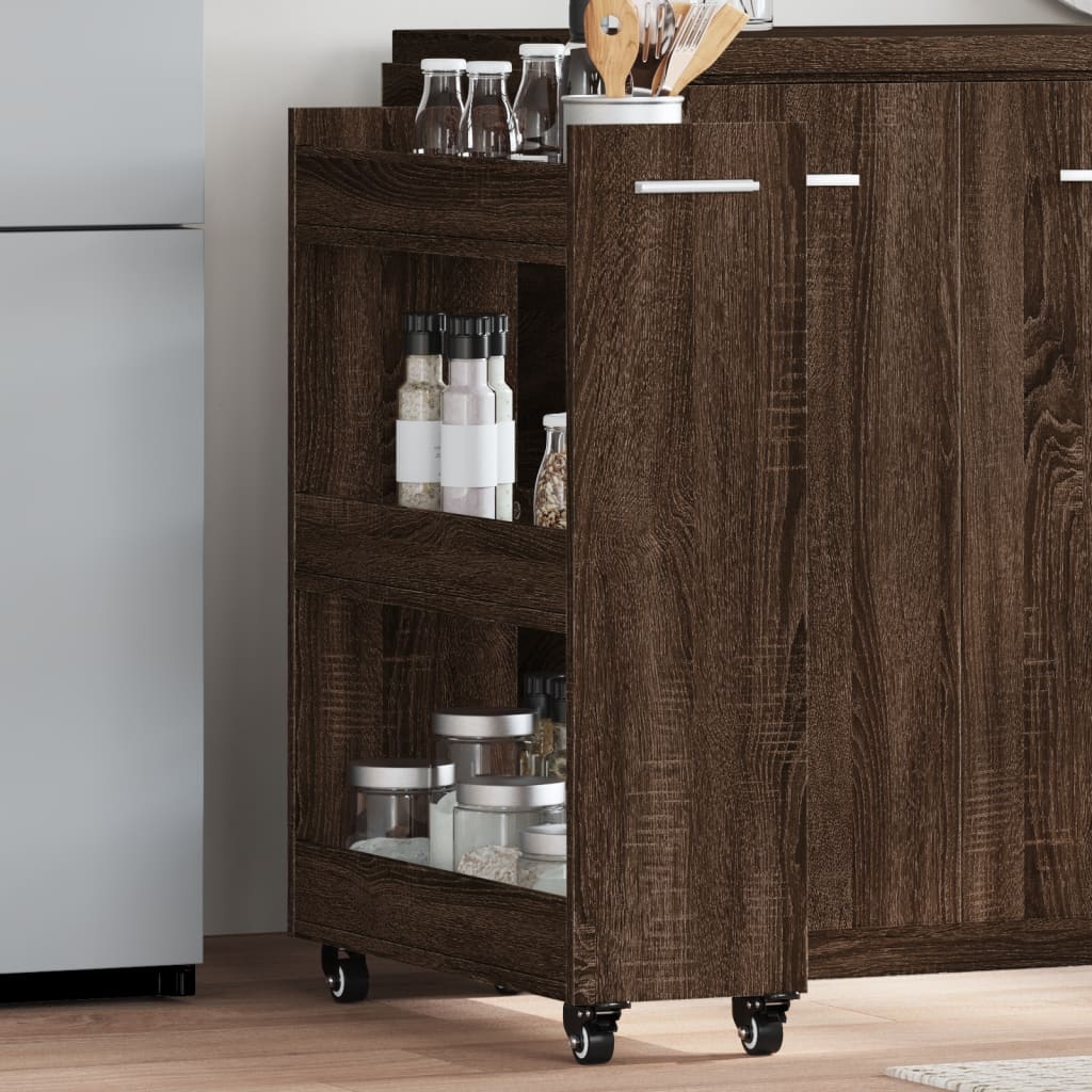 VidaXL Kast met wieltjes 60x22x79 bewerkt hout bruin eikenkleurig