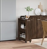 VidaXL Kast met wieltjes 60x22x79 bewerkt hout bruin eikenkleurig